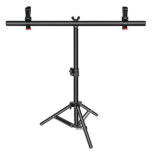 Yugam Photography T-Shaped Background Stand Adjustable Support Photo Studio for Backdrops Green Screen (Mini T-Stand & 2Clip)