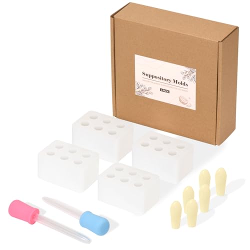 Fukumi Reusable Suppository Molds Kit 2ML | 4 Suppository Mold Trays + 10 Droppers | Easy DIY Suppository Making for Men & Women Silicone Suppository Molds Kit