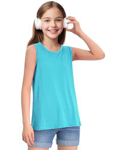 Image of KEREDA Girls Tank Tops Flowy Loose Fit Sleeveless Shirts Summer Tunic Tops