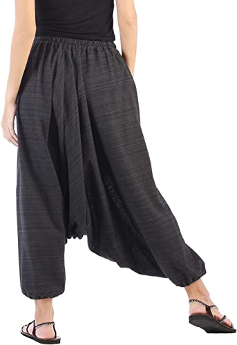 Image of Whitewhale Mens Women Cotton Stripe Aladdin Loose Baggy Boho Hippie Harem Pants