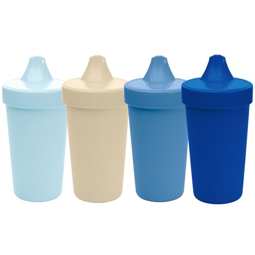 Image of Re-Play Spill-Proof Sippy Cups for Toddlers - Kids Reusable 10 Oz Set of 4, Dishwasher & Microwave Safe, Made in USA, Cool Blues