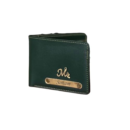 Customised Men's Leather Wallet - Personalized Leather Wallet for Mens - Customized Gifts for Men - Purse with Name & Charm - Name/Logo Printed on Wallet - Green-image-9