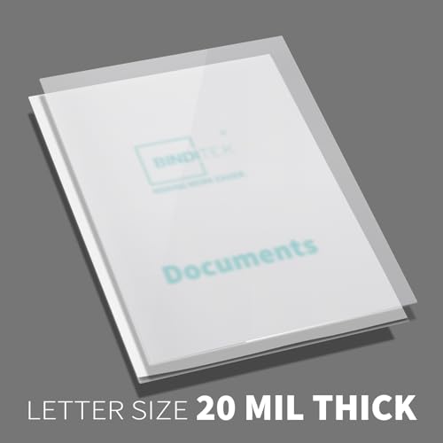 Image of Binditek 50 Pack 20 Mil Frosted Polycover, Semi-Transparent Binding Covers, 8-1 /2 x 11 Inches, Lightly Textured Sand Finish, Square Corners, Unpunched