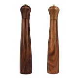 YANC 2 Stück Salz und Pfeffermühle Holz Groß 27cm, Gewürzmühle Holz mit Keramikmahlwerk, Pfeffer und Salzmühle Holz mit manuell einstellbarem Mahlgrad, Geschenk, Deko, Zuhause Kochen Camping Party