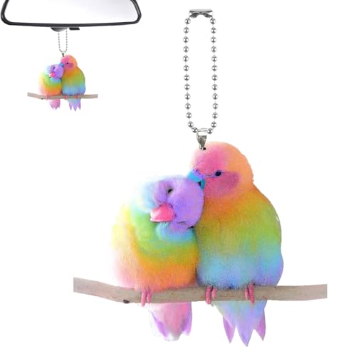 動物の車の装飾 - 鳥の形のキーホルダーチャーム、2D アクリル車の装飾アクセサリー |エレガントなバックパックの装飾、財布の装飾ンの魅惑的なカラフルな鳥の装飾品。上品なスタイルを披露し、ゲストの注目を集めるよう
