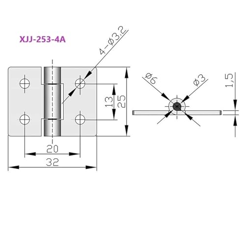 Charnière XJJ-253-4A acier inoxydable armoire commutation boîte