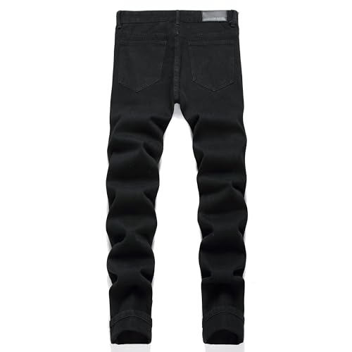 Men's Ripped Distressed Destroyed Straight Fit Washed Denim Jeans Pants2