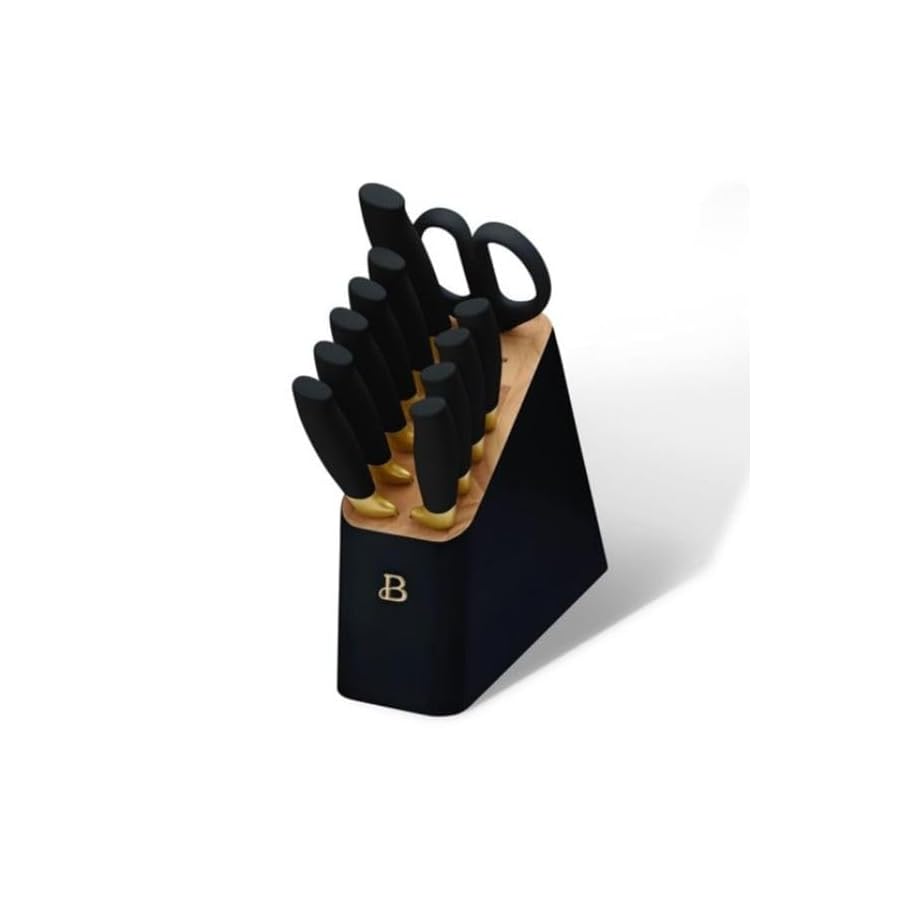 12-beautiful-Piece-Knife-Block-Set-with-Soft-Grip-Ergonomic-Handles-Black-and-Gold-by-Drew-Barrymore-BL-5306062 12 beautiful Piece Knife Block Set with Soft-Grip Ergonomic Handles Black and Gold by Drew Barrymore, BL-5306062