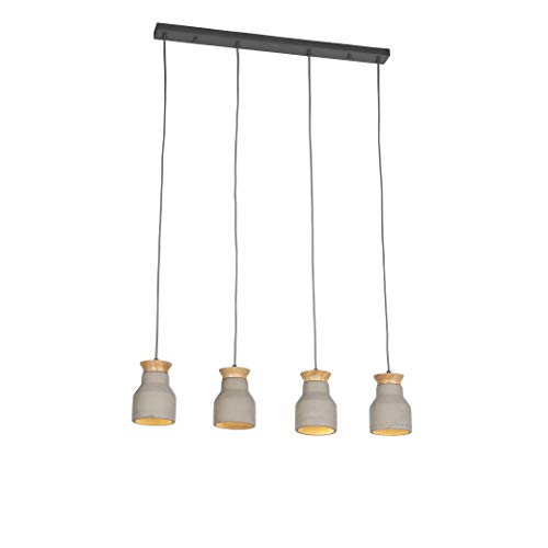 Preisvergleich Produktbild QAZQA Design / Industrie / Industrial / Modern Industrieller Hängelampenbeton - Hormigo Becher 4-flammig / Innenbeleuchtung / Wohnzimmerlampe / Schlafzimmer / Küche Stein / Holz / Stahl Rund / Länglich LED