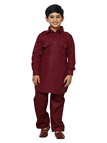 Image of Pro-Ethic Style Developer Kids Ethnic Wear Cotton Pathani Suit for Boys|Plain Kurta Pajama