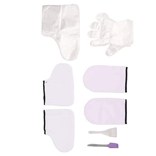 Wax Spa Gloves Socks Set, Wax Bath Gloves Set with Fiber Brush Long Lasting Fastness Silicone Spatula Washable for Women Beauty Salon