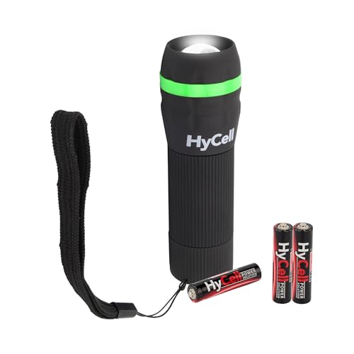 HyCell Mini LED Taschenlampe zoombar & fokussierbar inkl. AAA Batterien - Handliche LED Leuchte mit stufenloser Fokussierung - Handlampe ideal für...