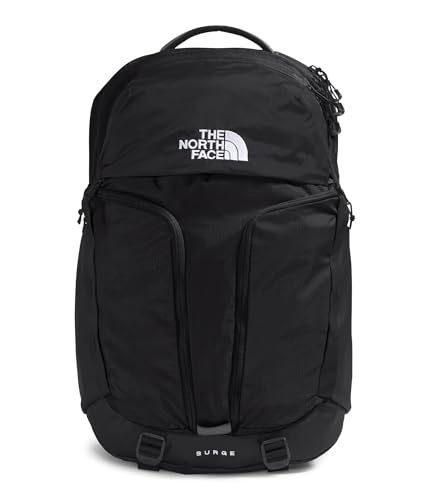 The North Face Surge Commuter Laptop Backpack - Daypack, Water Repellent, 16' Laptop Sleeve, Reflective Details, TNF Black/TNF Black-NPF, One Size