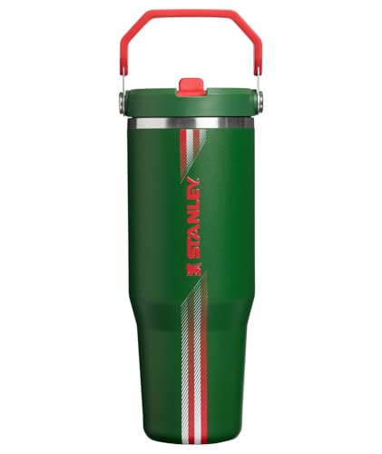 Image of STANLEY IceFlow 2.0 Flip Straw Tumbler with Handle, 30 oz | Twist On Lid and Flip Up Straw | Leak Resistant Water Bottle | Insulated Stainless Steel | BPA-Free | Team Dark Green Red