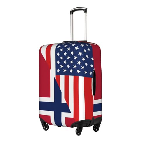 Travel Luggage Cover America Flag And Norwegia Norwegian Flag Fashion Washable Baggage Suitcase Protector Fit For Luggage X-Large2