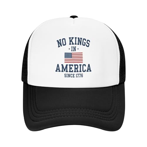 No Kings in America Trucker Hats Democracy Protest Hat Adjustable Mesh Back Baseball Cap for Kids