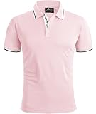 Picture of V VALANCH Golf Polo Shirts for Men Short Sleeve Moisture Wicking Summer Casual Collared Shirts Tennis Polo, B-light Pink, Large
