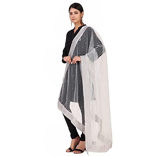 Image of Traditions Bazaar Women's Net Zari Border Dupatta