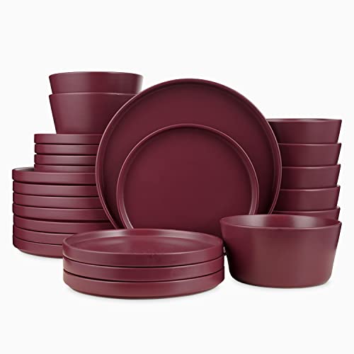 Stone Lain Celina Stoneware 24-Piece Round Dinnerware Set, Purple #TOP6