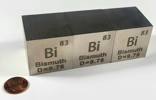 Image of 1.5 inch 38.1mm Bismuth Metal Cube Bi up to 99.9% Pure Periodic Table Element Engraved Density Collection Science Education Display Block Cube + Acrylic Case Box - 1PC
