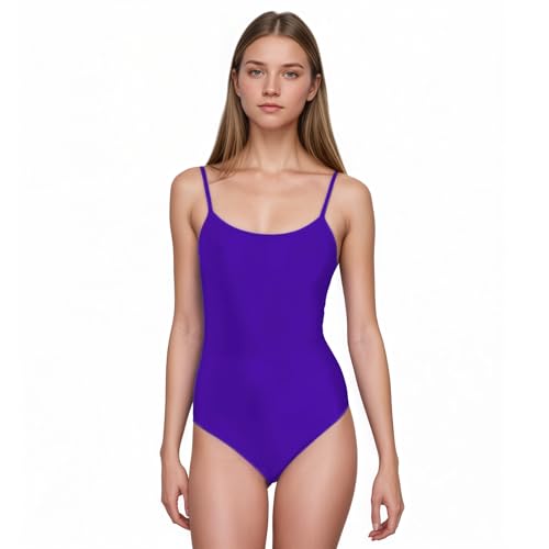 Justaucorps de ballet pour femmes avec bretelles fines, justaucorps de danse pour adultes, uniforme de pratique en studio : entraînement, scène, violet, S