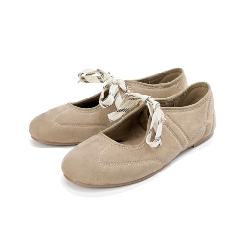 Women's Ballet Flats for Women with Bow, Comfortable Round Toe with Cross Straps, Slip On Mary Jane Ballerina Flats Shoes