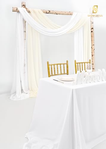 Wedding Arch Draping Fabric,2 Panels 28" x20ft Ivory and Cream Wedding Arch Drapes for Ceremony Chiffon Fabric Drapes Arbor Drapery Wedding Arch Decorations for Reception Sheer Backdrop Curtains
