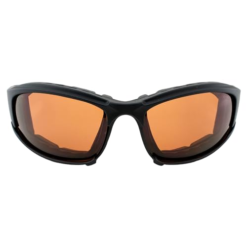 Epoch Eyewear Hybrid Motorcycle Sunglasses Black Frames Amber Lens ANSI Z87.1+2