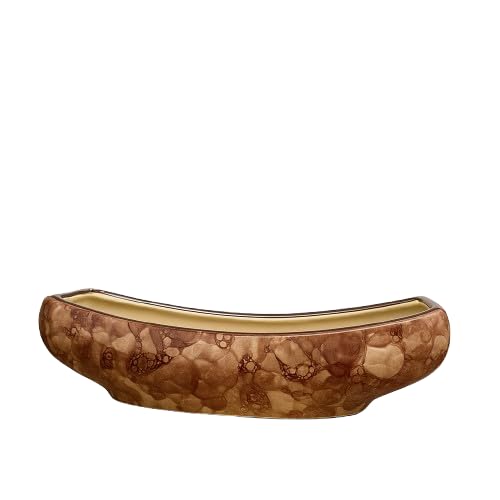 SAJAAO Elegant Boat-Shaped Oval Ceramic Planter Pot – Brown Finish, Minimalist Decor for Indoor Plants – (Plant Not Included, Pack of 1)-image-29