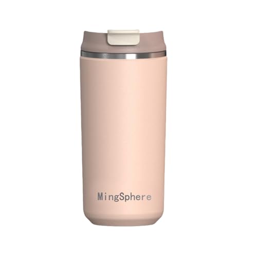 MingSphere 12oz Insulated Stainless Steel Coffee Tumbler with Flip Lid,Pink
