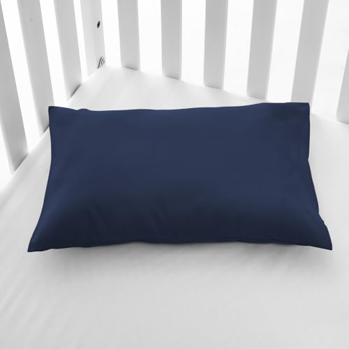 Image of EXQ Home Toddler Pillowcases Zippered 13x18 Travel Pillow Case Set of 2, Small Pillow Case Fits Baby Pillow Sized 12x16, 13x18, Kids Pillowcases 2 Pack Machine Washable（Dark Navy）