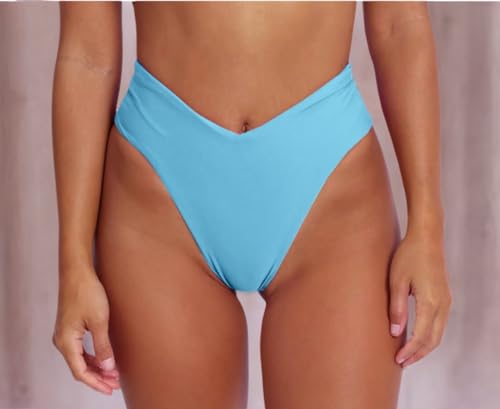 Image of geluboao Women's Bikini Bottom Sexy V Cut High Cut Swimsuit High Waisted Bathing Suit Bottoms