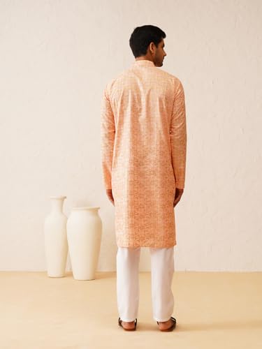 Image of SOJANYA (Since 1958 Men's Cotton Gold Embroidered Long Kurta
