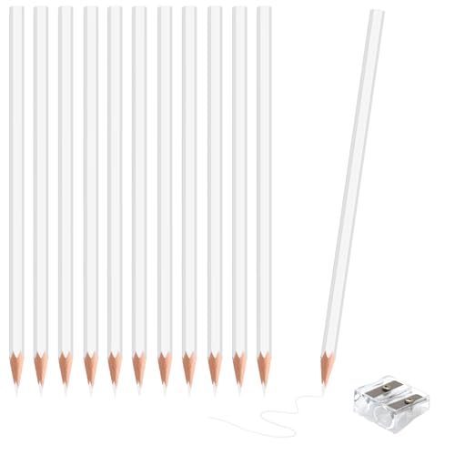 sqzrmdcg 12 Pack White Colored Pencils for Kids Pre-sharpened Art Pencils Back to School Supplies Set Drawing Sketching Pencils for Students Teachers Classroom