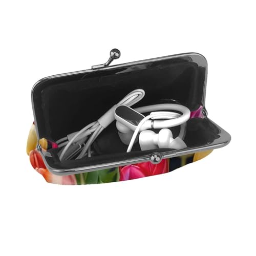 Porte-monnaie à motif floral vintage en cuir synthétique avec serrure à baiser pour homme et femme - 4