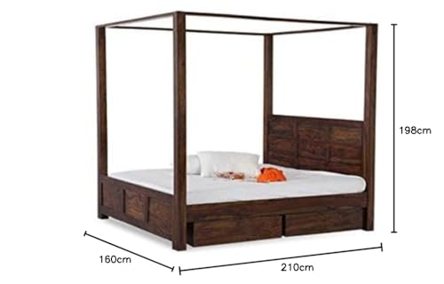 Image of Sheesham Solid Wood Queen Size Romeo Poster Bed for Home| for Bedroom