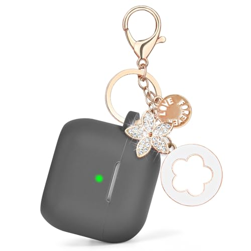 Image of Case Compatible for Apple Airpods 4 - VISOOM Airpods 4 Cases 2024 Cover Women Anti-Drop Silicone iPods 4 Earbuds Wireless Accessorie Charging Cases Girl Bling Keychain for Airpod iPods 4th Generation
