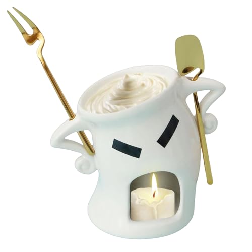 スイート フォンデュ カップ - セラミック チーズ マグ ウォーマー | デザート フォンデュ フォーク スプーン,イチゴ ビスケット 誕生日 パーティー 家族の集まり用