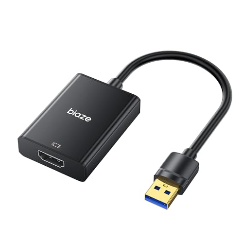 biaze ZH160 USB zu HDMI Adapter, 1080P@60Hz HDR f&uuml;r Laptop/PC/TV/Monitor/Projektor, Plug and Play, HD Audio Video &Uuml;bertragung, Kompatibel mit Windows/Mac