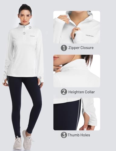 HISKYWIN Womens UPF 50+ Sun Protection Tops Long Sleeve Half-Zip Thumb Hole Outdoor Workout Shirt