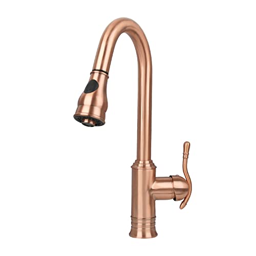 Akicon Single-Hole Pull-Down Sprayer Copper Kitchen Sink Faucet Single Handle - Including 5Years Warranty (AK415)