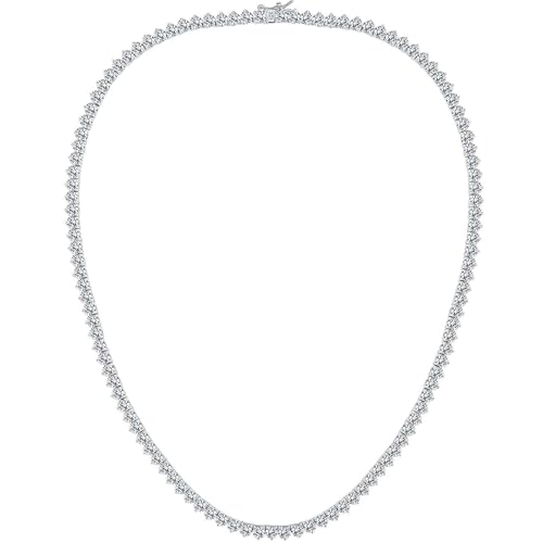 Gemsme 4mm Tennis Necklaces for Women - 3 Prong 18K White Gold Plated Round Cubic Zirconia Classic diamond Tennis Chain, Tennis Necklace for Women and Men, Size 16/18/20/22/24 inch
