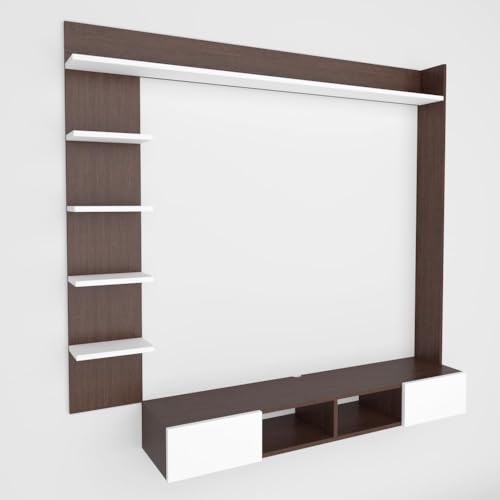 Image of ESTANTERIA Tv Unit Wall Mounted Engineered Wood TV Unit, TV Cabinet for Wall, TV Stand for Wall, TV Stand Unit Wall Shelf for Living Room, Set Top Box Wall Display Rack Stand(Upto 50inch)