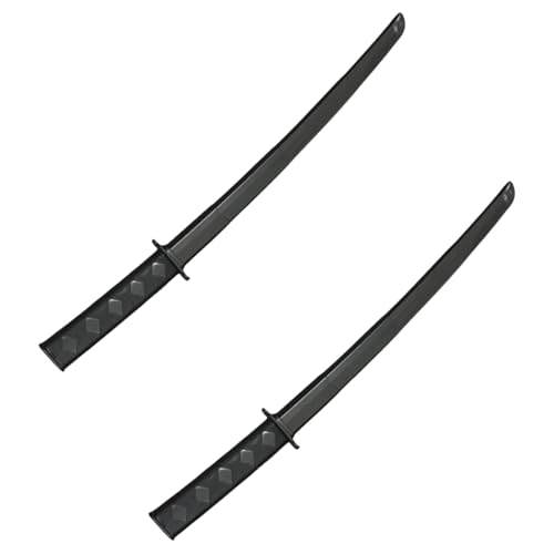 JAWUZ 2 Piezas Espada Ninja, Juguete de Espada Katana Impresa en 3D, Espada Samurai Retráctil con Gravedad, Juguete Samurai Retráctil de Plástico (Negra)