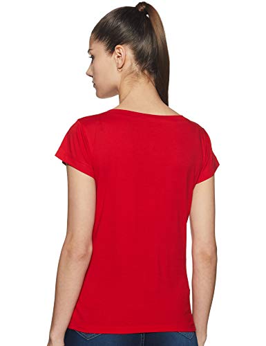 Image of Miss Chase Women's Maroon Super Soft V-Neck Short Sleeves Cotton Solid Regular Fit T-Shirt