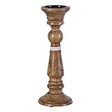 Dimensions : Ø 14 x 38 cm. LOLAhome Chandelier avec piédestal naturel foncé en bois de manguier de Ø 14 x 38 cm