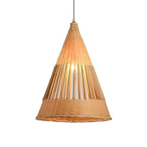Suspension rustique en bambou luminaire osier tissé main couleur claire éco