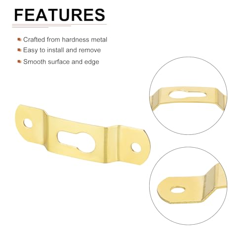 Image of DTGN 56mm x 15mm Keyhole Hanging Plate with Screws - 20Pcs - Good for Hanging Paintings - Picture Frame Hook Photos - Gold