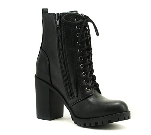 Soda Women's Malia Combat Boot (Black Pu, Numeric_7) #TOP1