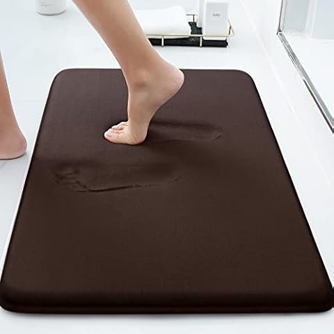 Smiry Memory Foam Bath Mat, Super Soft Absorbent Bathroom Rugs Non Slip Bath Rug Runner for Shower Bathroom Floors, 17" x 24", Brown Cover
